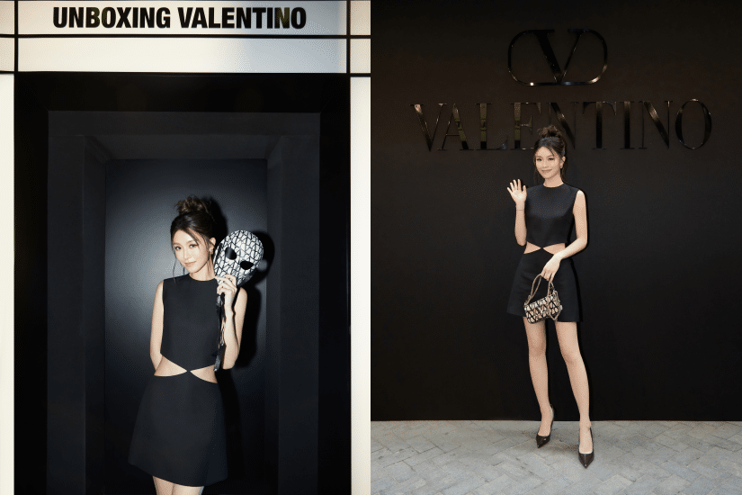 Janice Man Valentino鏤空露腰連衣裙，搭配 VALENTINO Mini Locò