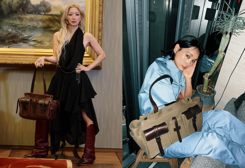 Assorted colorways of Prada Route bag