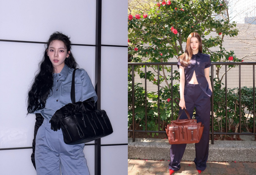 Celebrity carrying Prada Route bag on street