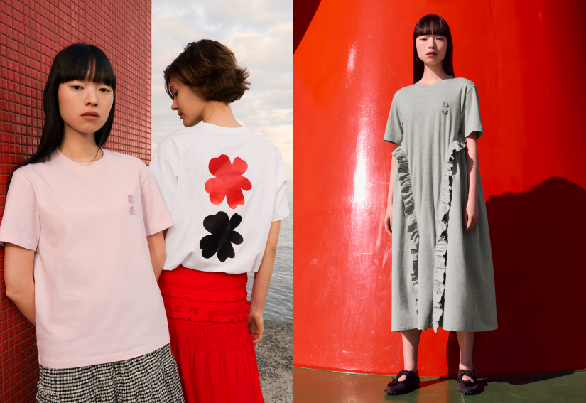 优衣库 x Cecilie Bahnsen 女装上衣展示图，展示褶皱与绣花细节