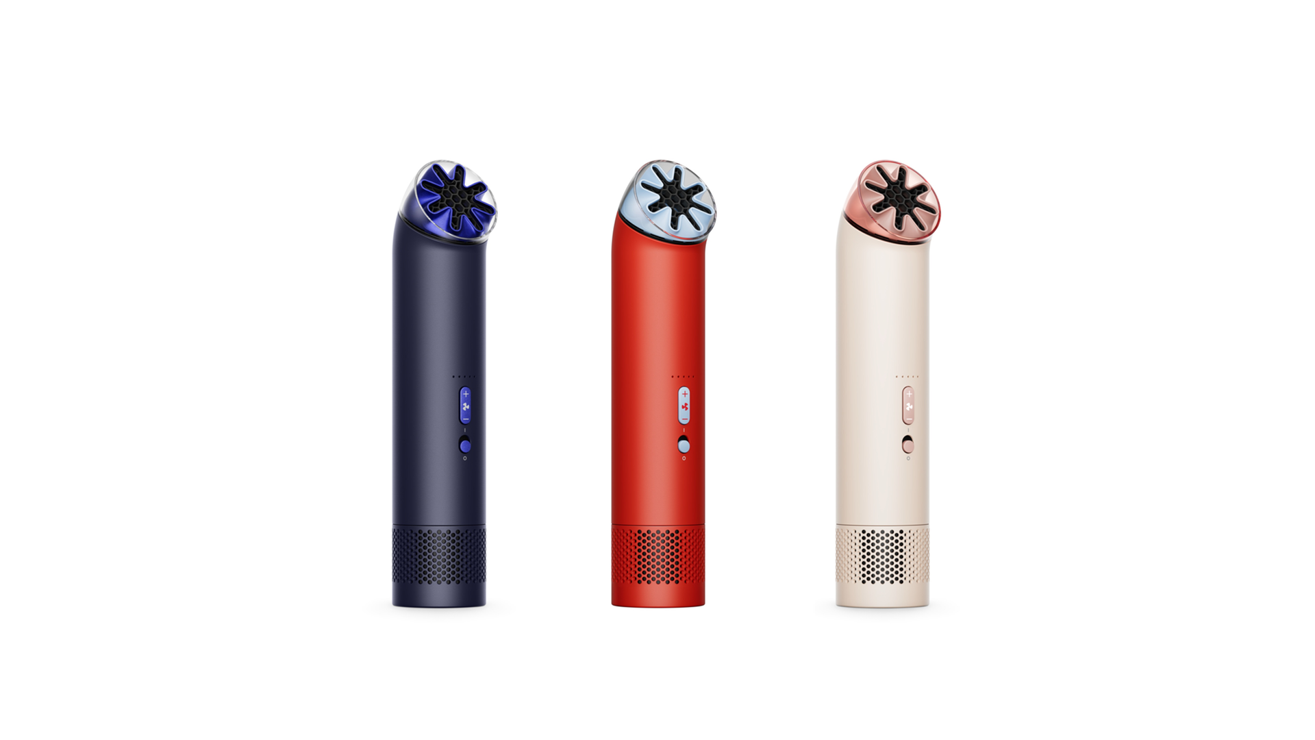 HushJet Mini Cool 三色机身展示，柔雾粉、红玉髓与深墨蓝