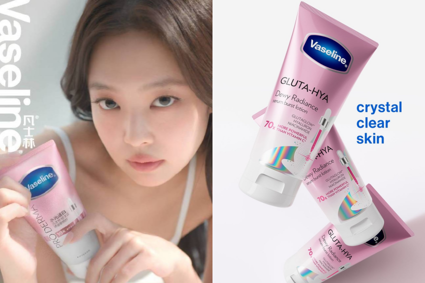 Jennie与凡士林Gluta-Hya身体精华乳液宣传图
