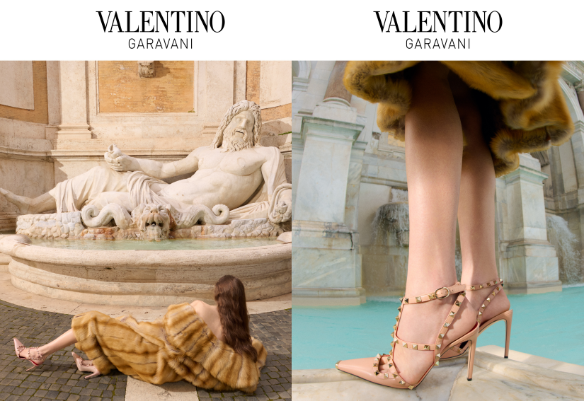 Valentino 广告拍摄现场，罗马街巷场景